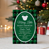 Invitation Rustic Green Plaid Christmas Baby Shower 