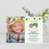Invitation Rustic Green Tractor Photo fête d'anniversaire (Debout devant)
