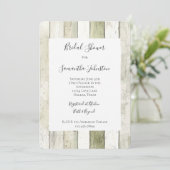 Invitation Rustic Green White Faux Wood Bridal Shower (Debout devant)