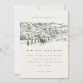 Invitation Rustic Green Winery Mountain Mariage croquis (Devant)
