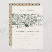 Invitation Rustic Green Winery Mountain Mariage croquis (Devant / Derrière)