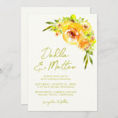 Invitation Rustic Green Yellow Floral Handwritten Wedding (Devant / Derrière)