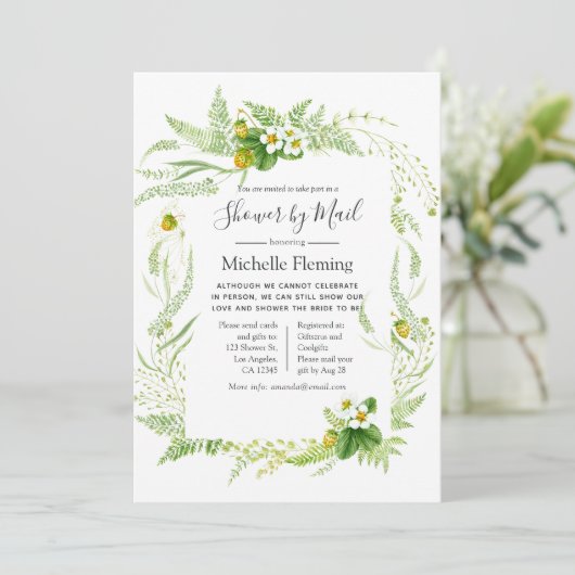 Invitation Rustic Greenery Baby ou Fête des mariées par mail (Debout devant)