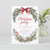 Invitation Rustic Greenery Christmas Party (Debout devant)