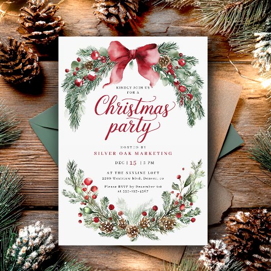 Invitation Rustic Greenery Christmas Party