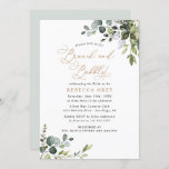 Invitation Rustic Greenery Gold Brunch & Bubbly Fête des mari<br><div class="desc">Cette élégante collection Boho Greenery présente des feuilles d'aquarelle mélangés,  jumelés à un serif élégant et délicat sans police en noir,  avec un monogramme sur le dos. Éléments correspondants disponibles.</div>