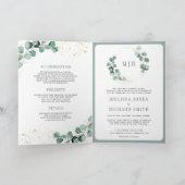 Invitation Rustic Greenery Gold Eucalyptus QR Code Wedding  (Intérieur)