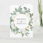 Invitation Rustic Greenery Ivory Floral Photo QR Code Wedding (Devant)