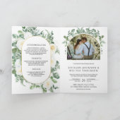 Invitation Rustic Greenery Ivory Floral Photo QR Code Wedding (Intérieur)