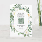 Invitation Rustic Greenery Ivory Floral Photo QR Code Wedding (Dos)