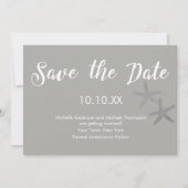 Invitation Rustic Grey White Beach Starfish Enregistrer la da (Devant)