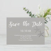 Invitation Rustic Grey White Beach Starfish Enregistrer la da (Debout devant)