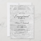 Invitation Rustic Grey Wood Lace Party (Devant)