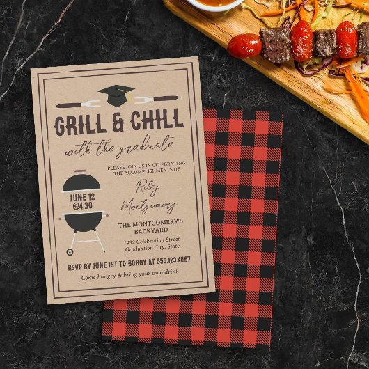 Invitation Rustic Grill & Chill Graduation BBQ Party