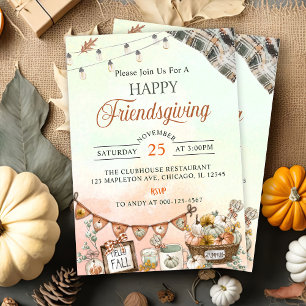 Invitation Rustic Happy Friendsgiving Citrouille