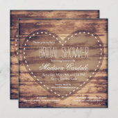 Invitation Rustic Heart Barn Wood Fêtes des mariées Invitatio (Devant / Derrière)