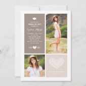 Invitation Rustic Heart Doodles Photo Collage Graduation (Devant)