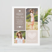 Invitation Rustic Heart Doodles Photo Collage Graduation (Debout devant)