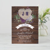 Invitation Rustic Heart PHOTO Mariage Inviter Floral (Debout devant)