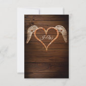 Invitation Rustic Heart Wood Photo Pays Mariage de la grange (Dos)