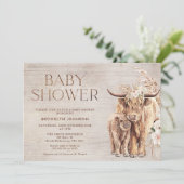 Invitation Rustic Highland Cow Baby shower de la vache Invita (Debout devant)