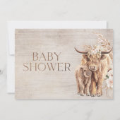 Invitation Rustic Highland Cow Baby shower de la vache Invita (Dos)