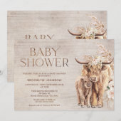 Invitation Rustic Highland Cow Baby shower de la vache Invita (Devant / Derrière)