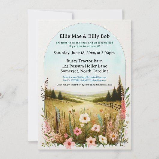 Invitation Rustic Hillbilly Countryside Wedding (Devant)