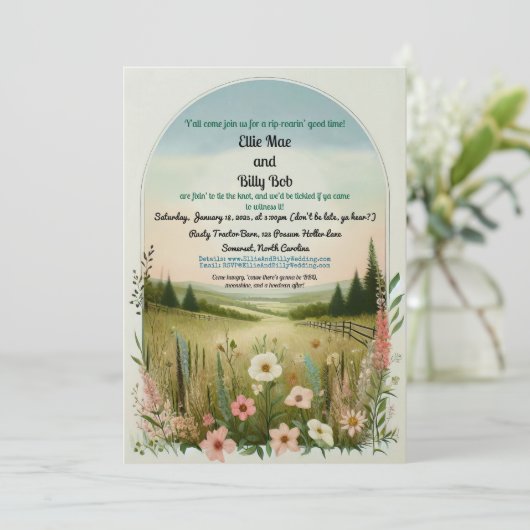 Invitation Rustic Hillbilly Mariage de campagne (Debout devant)
