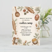 Invitation Rustic Holiday Cookie Swap | Cozy Baking Party (Debout devant)