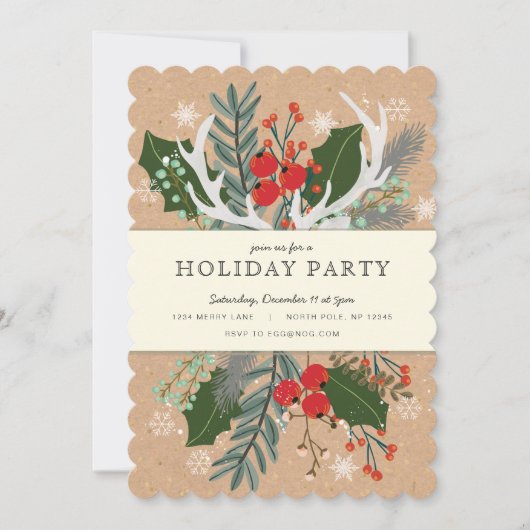 Invitation Rustic Holiday Party (Devant)