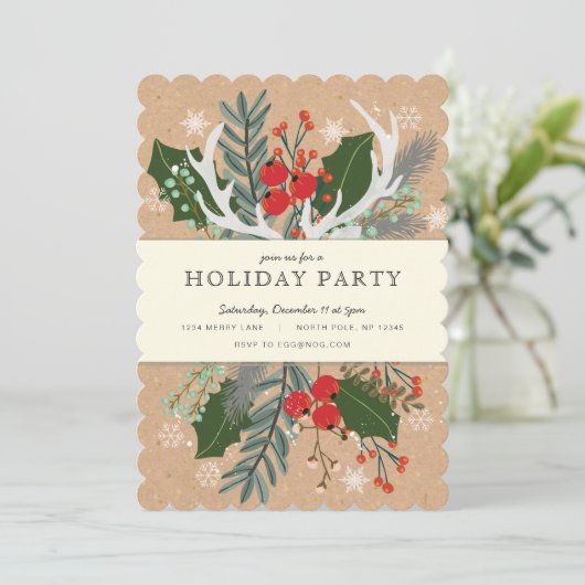 Invitation Rustic Holiday Party (Debout devant)