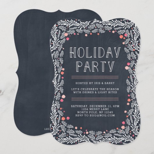 Invitation Rustic Holiday Party (Devant / Derrière)