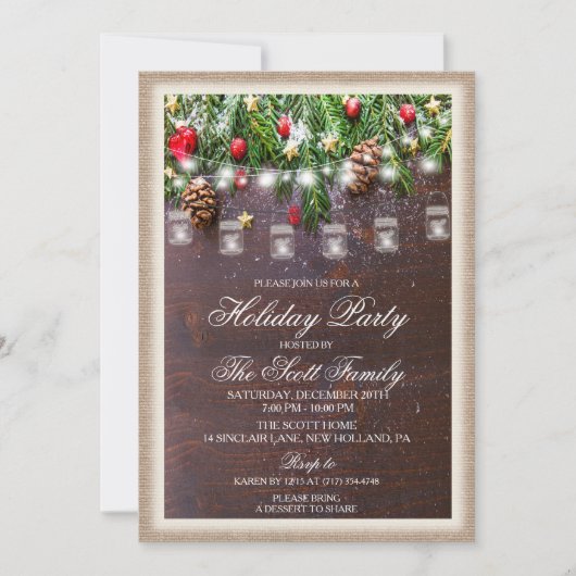 Invitation Rustic Holiday Party (Devant)