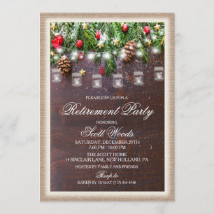 Invitation Rustic Holiday Retirement Party