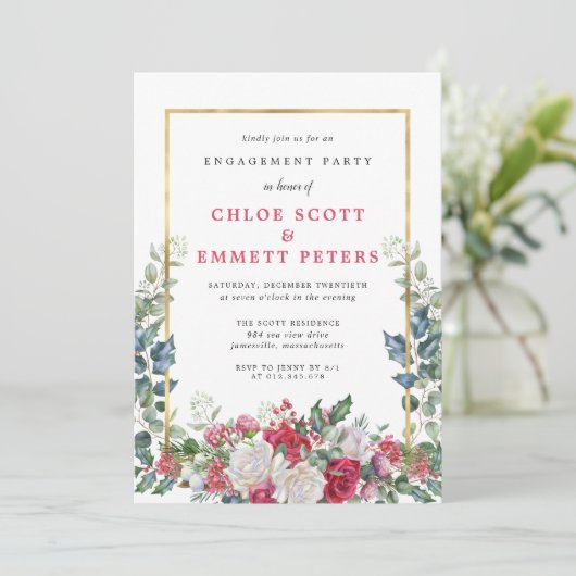 Invitation Rustic Holly Berries (Debout devant)