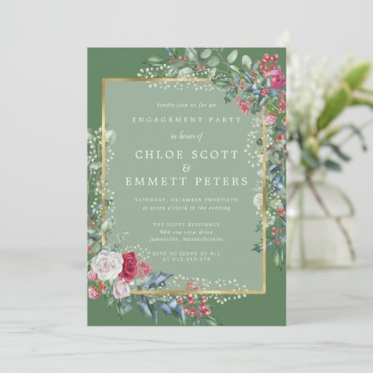 Invitation Rustic Holly Berries (Debout devant)