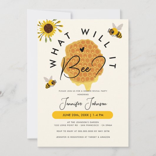 Invitation Rustic Honey Qu'Est-Ce Que Ce Sera La Fête De Révé (Devant)