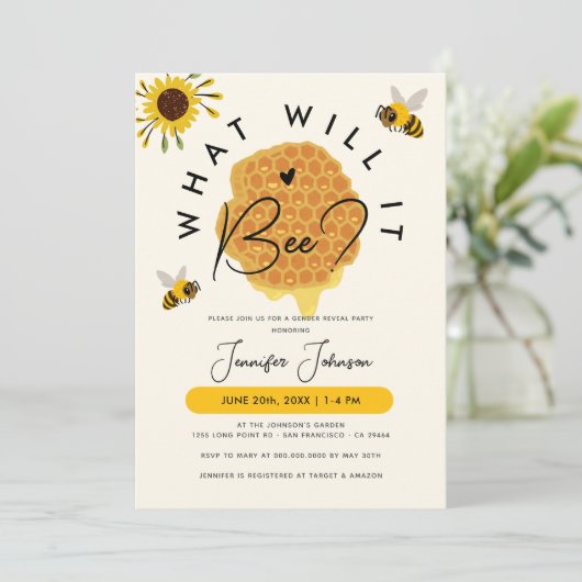 Invitation Rustic Honey Qu'Est-Ce Que Ce Sera La Fête De Révé (Debout devant)