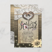 Invitation Rustic Horseshoe Lace EAT Boire Soyez Marié Mariag (Devant / Derrière)