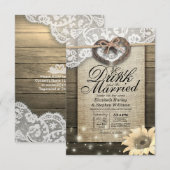 Invitation Rustic Horseshoe Lace EAT Boire Soyez Marié Mariag (Devant / Derrière)