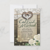 Invitation Rustic Horseshoe Lace EAT Boire Soyez Marié Mariag (Devant)