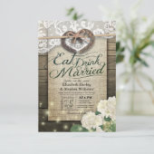 Invitation Rustic Horseshoe Lace EAT Boire Soyez Marié Mariag (Debout devant)