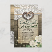 Invitation Rustic Horseshoe Lace EAT Boire Soyez Marié Mariag (Devant / Derrière)