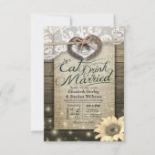 Invitation Rustic Horseshoe Lace EAT Boire Soyez Marié Mariag (Devant)