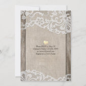 Invitation Rustic Horseshoe Lace EAT Boire Soyez Marié Mariag (Dos)