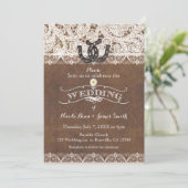 Invitation Rustic Horseshoes & Lace Country Western MARIAGE (Debout devant)