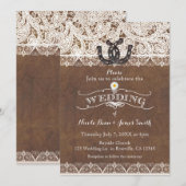 Invitation Rustic Horseshoes & Lace Country Western MARIAGE (Devant / Derrière)