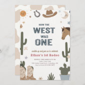 Invitation Rustic How The West Was One Cowboy 1st Birthday (Devant / Derrière)