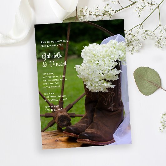 Invitation Rustic Hydrangea et Cowboy Boots